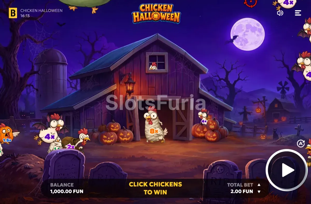 Pantalla principal de Chicken Halloween de BGaming