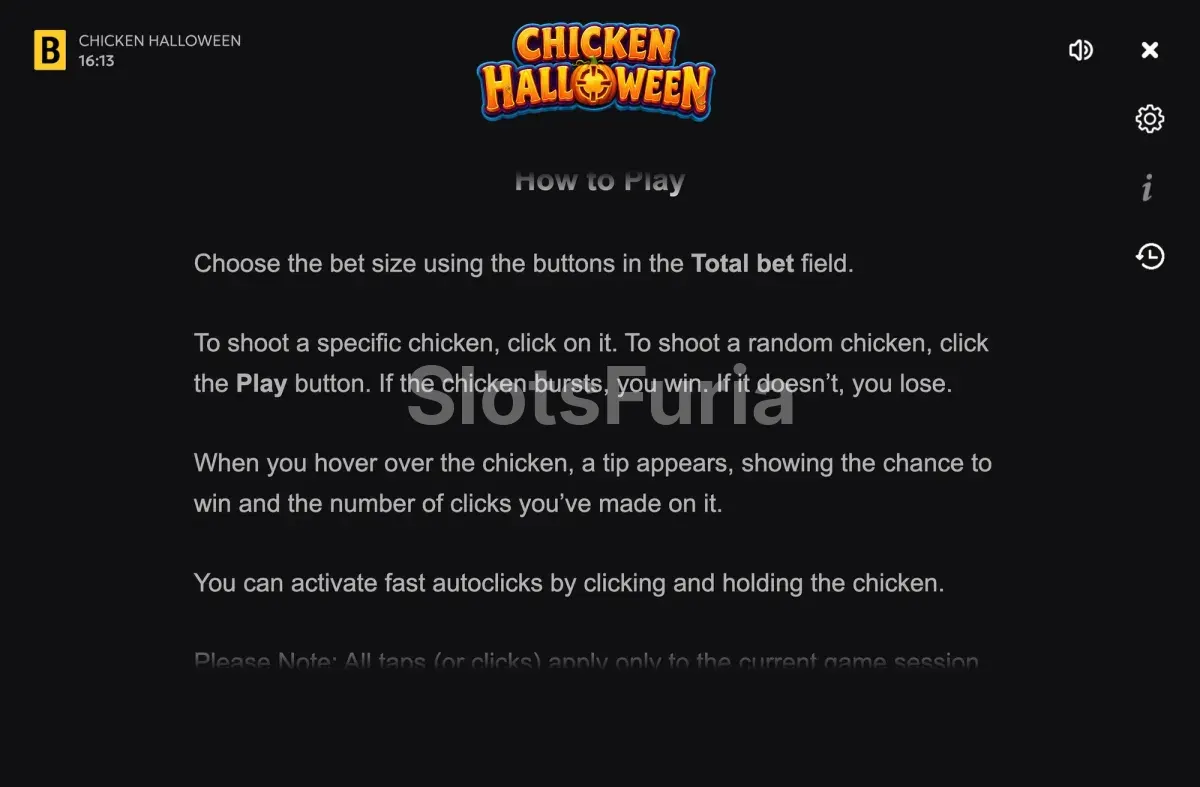 Instrucciones de cómo jugar a Chicken Halloween