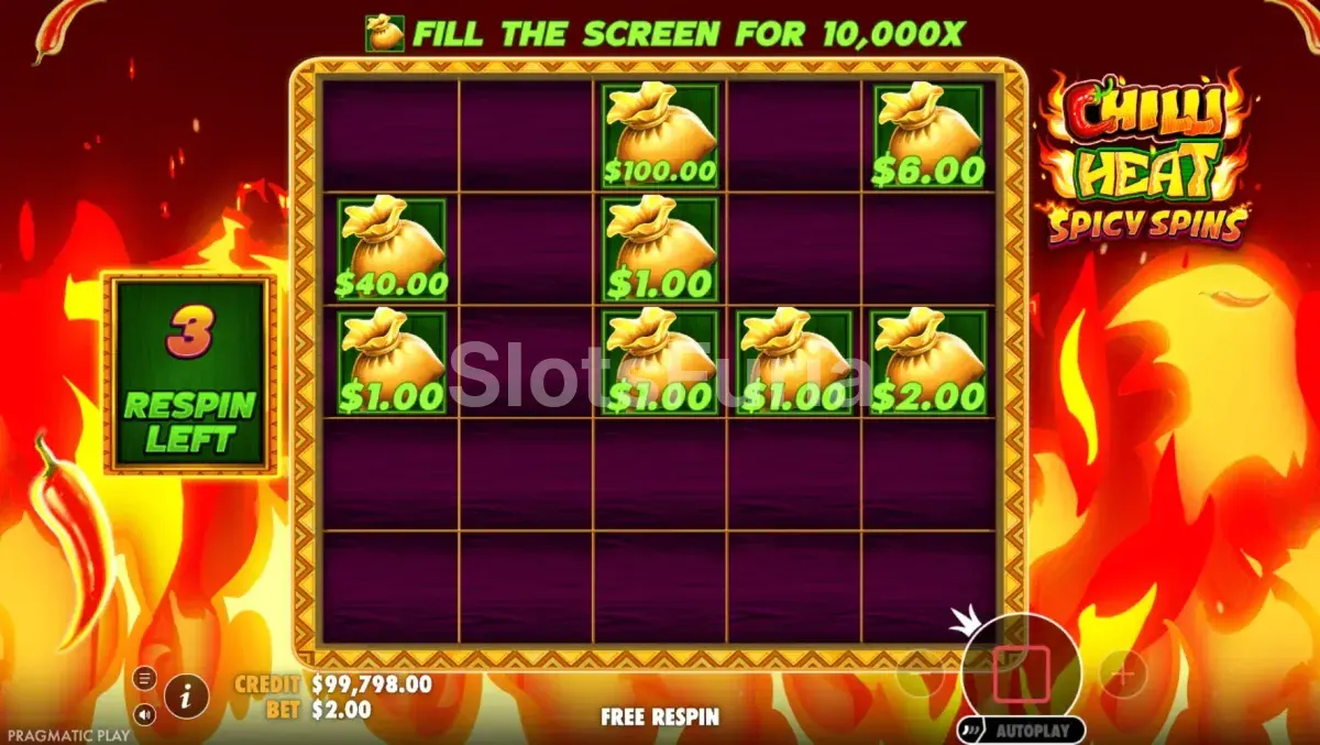 Ronda de respins activa en Chilli Heat Spicy Spins