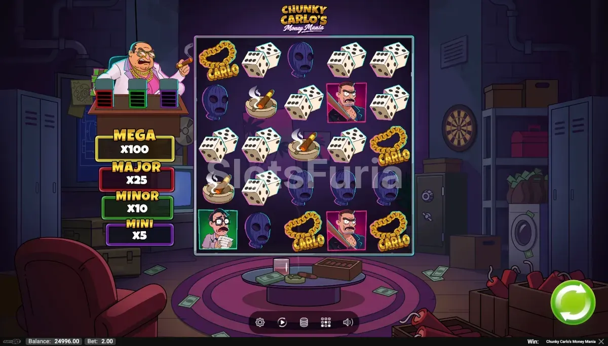 Segunda vista del juego base de Chunky Carlos Money Mania con las barras de Mecheros