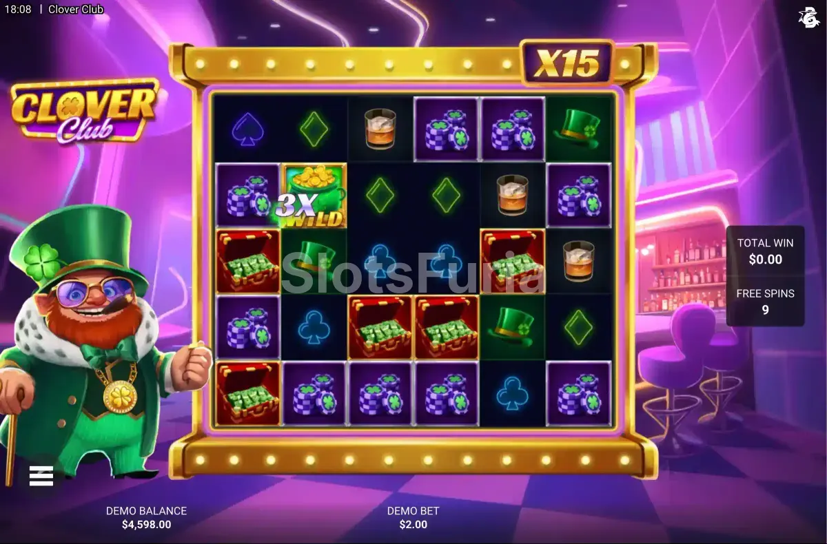 Ronda de giros gratuitos de Clover Club con multiplicadores activos