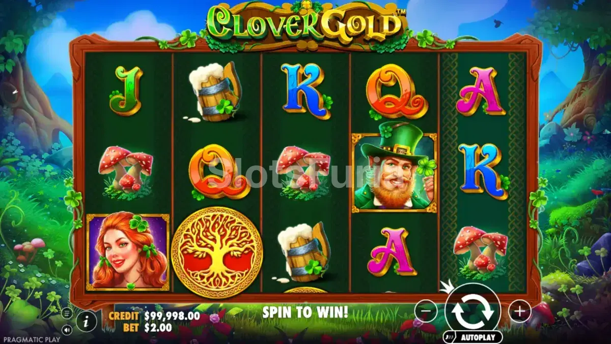 Juego base de Clover Gold con tréboles en los rodillos