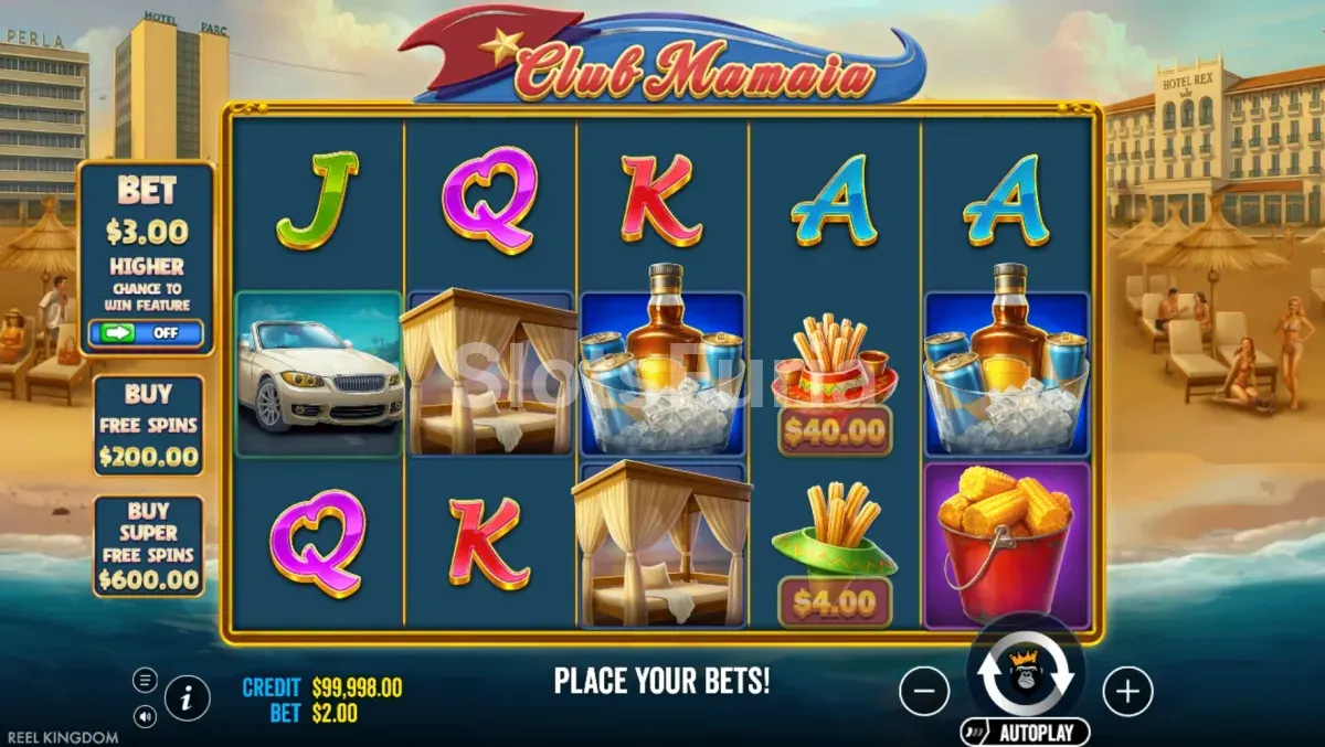 Pantalla del juego base de Club Mamaia