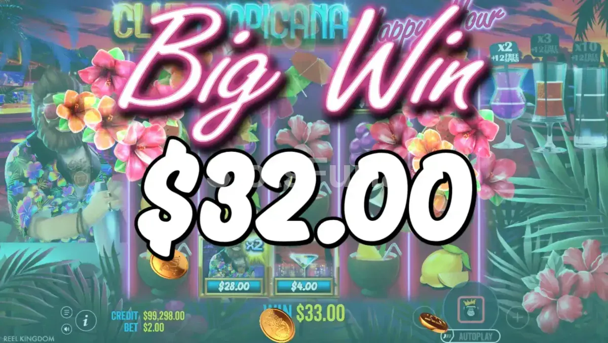 Gran premio en Club Tropicana Happy Hour con símbolos de dinero