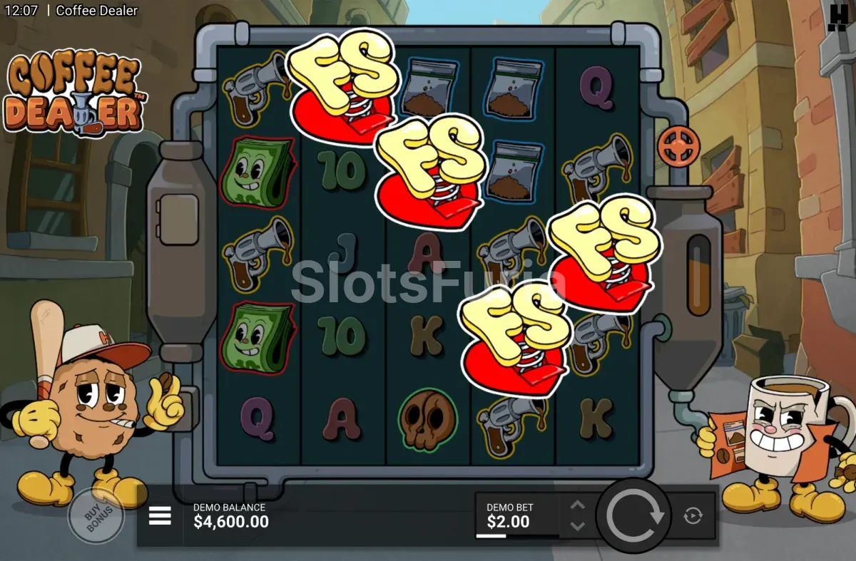 Scatters en pantalla en Coffee Dealer de Hacksaw Gaming