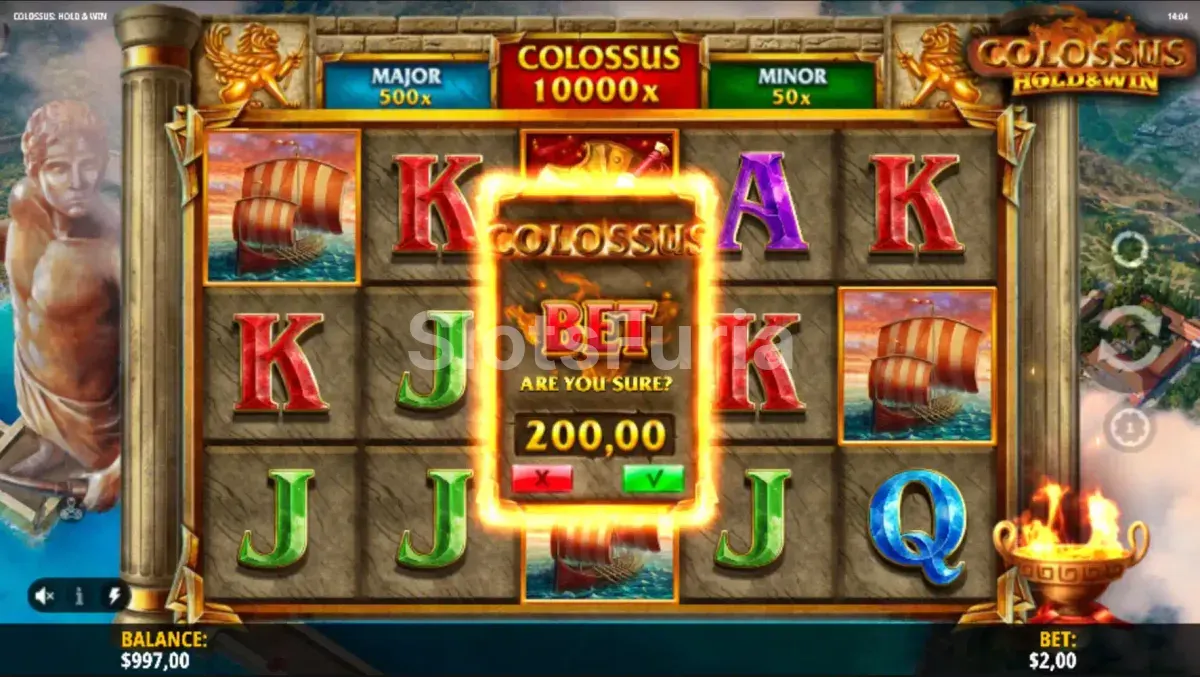 Función de compra de bonus en Colossus Hold & Win
