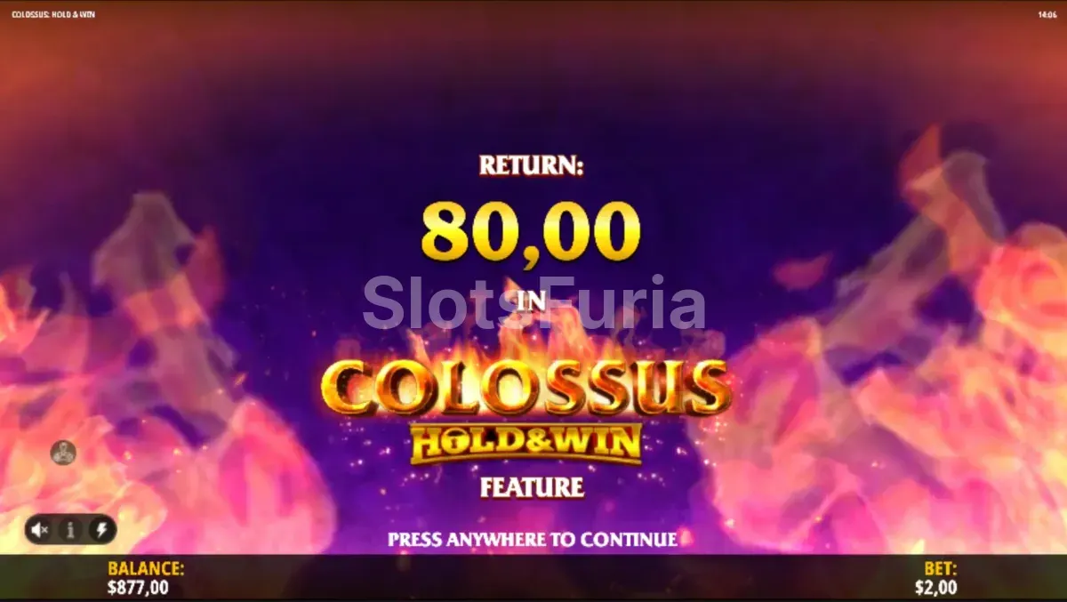 Gran victoria conseguida en Colossus Hold & Win