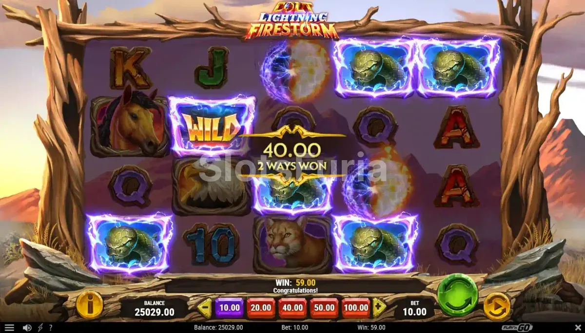Resultado de un giro especial en Colt Lightning Firestorm con Fire Colts activos
