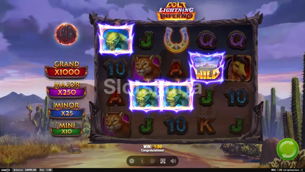 Gran victoria en Colt Lightning Inferno con el Fire Colt y multiplicadores activos
