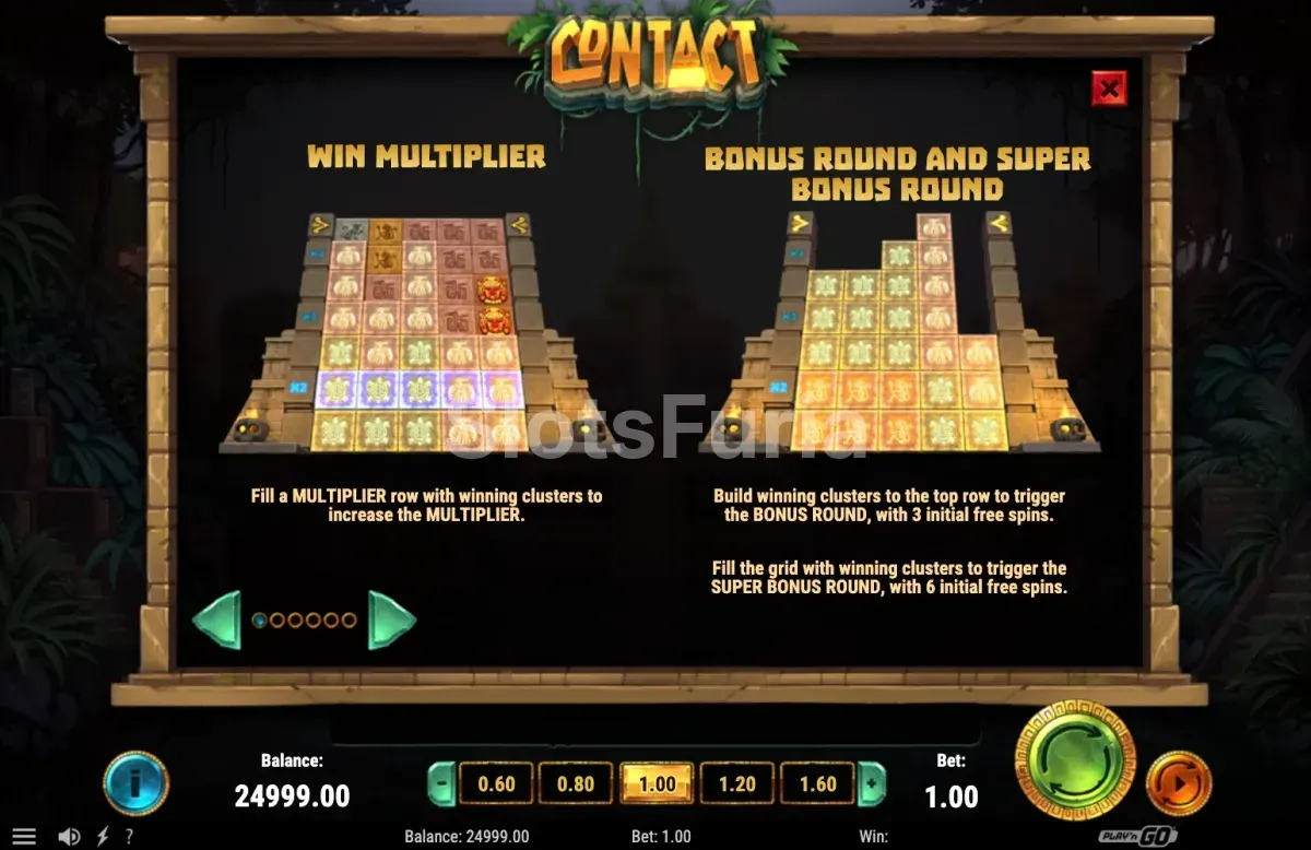 Funciones especiales de Contact explicadas en el menú del juego