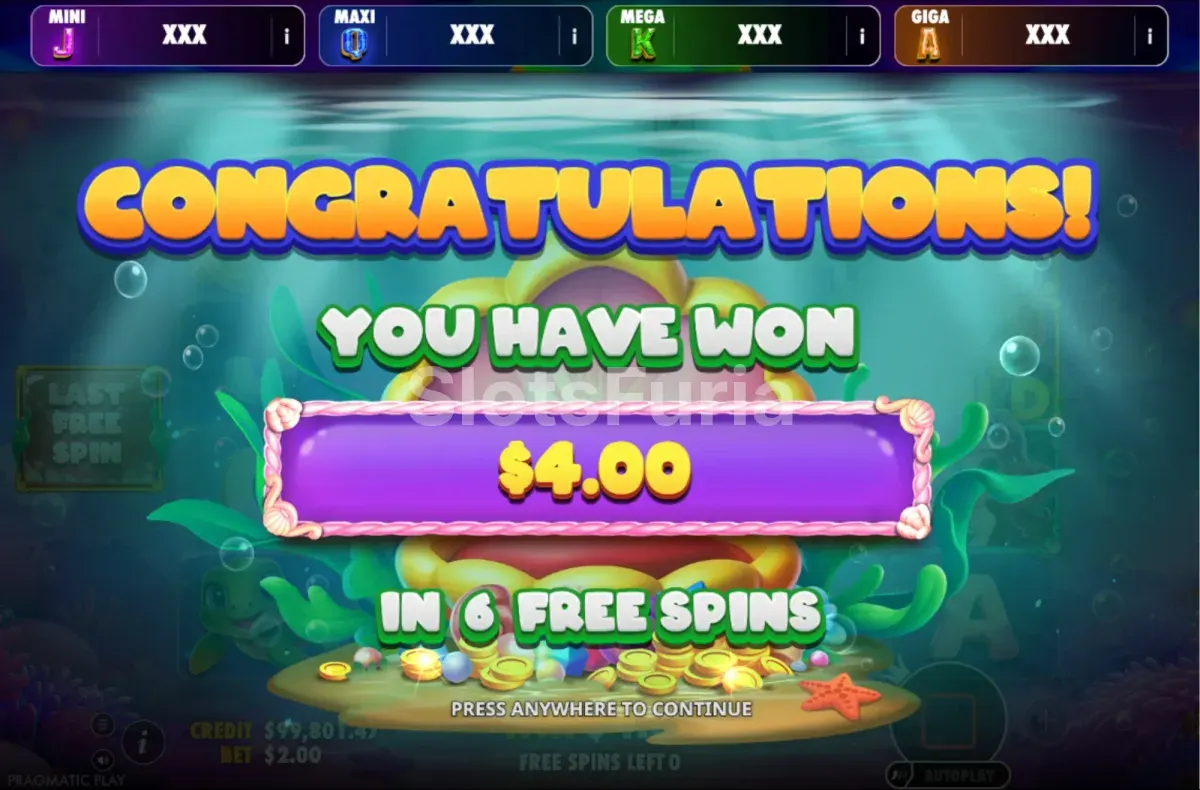 Gran premio en Coral Queen Oranje Jackpot durante la ronda de bono
