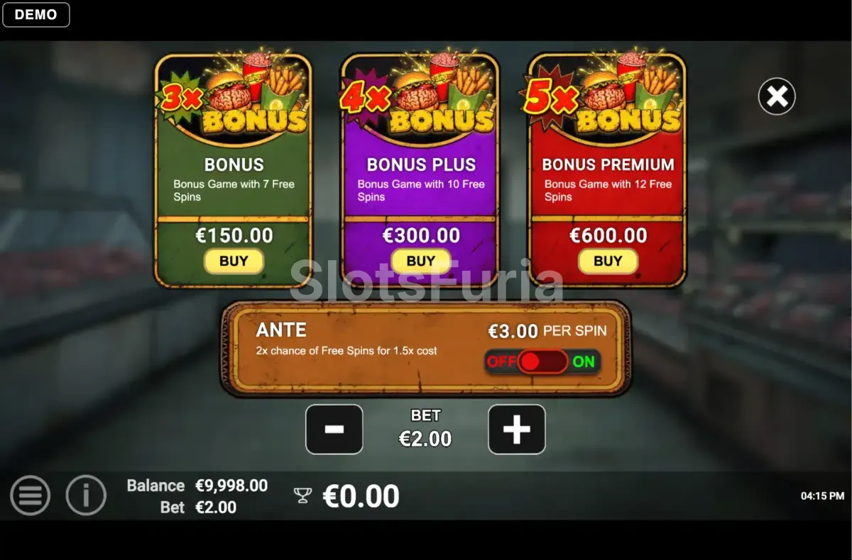 Menú de compra de Corpse Cart, tragamonedas de AvatarUX