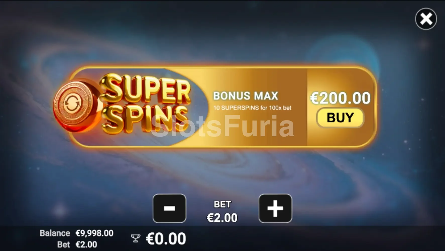 Pantalla de compra de bonus en Cosmic Jokers con las opciones disponibles