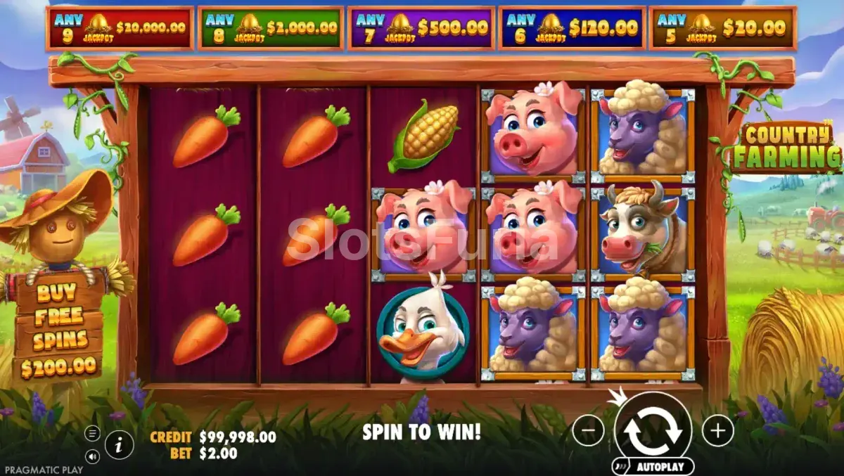 Pantalla principal del juego base de Country Farming