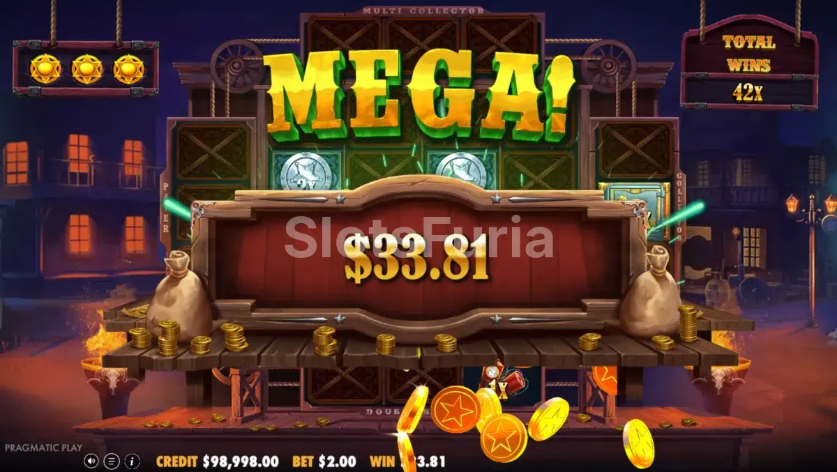 Gran victoria conseguida en Cowboy Coins durante la ronda bonus