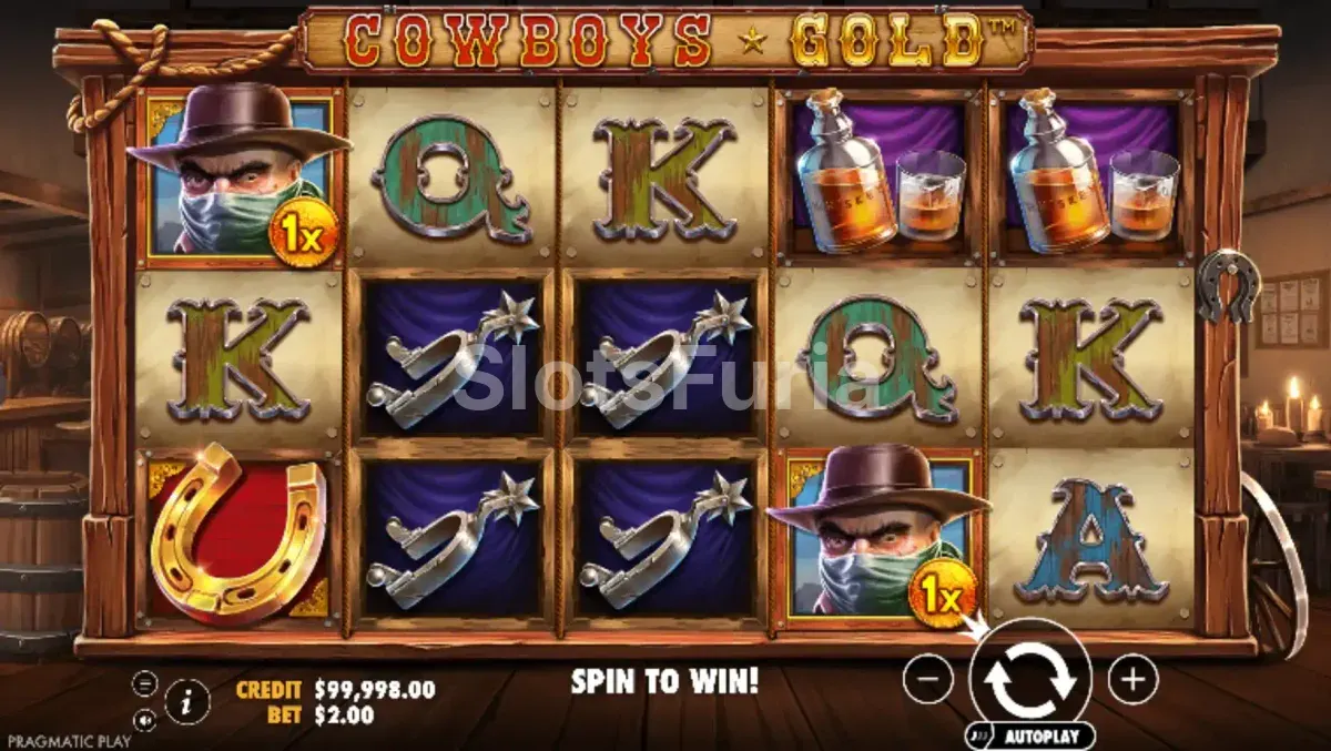 Pantalla principal de Cowboys Gold con el saloon iluminado por velas