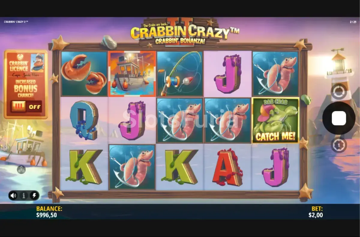 Pantalla principal del juego base de Crabbin' Crazy 2 Crabbin' Bonanza!