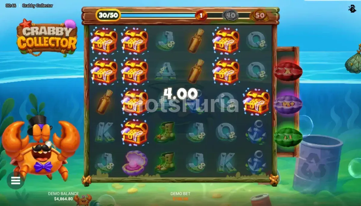 Gran victoria durante el bonus de Crabby Collector