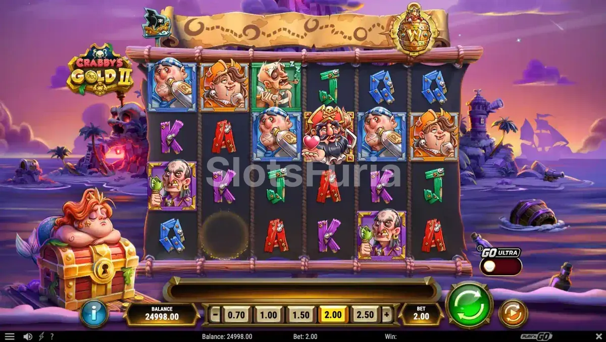 Juego base de Crabby's Gold 2, tragamonedas de piratas de Play'n GO