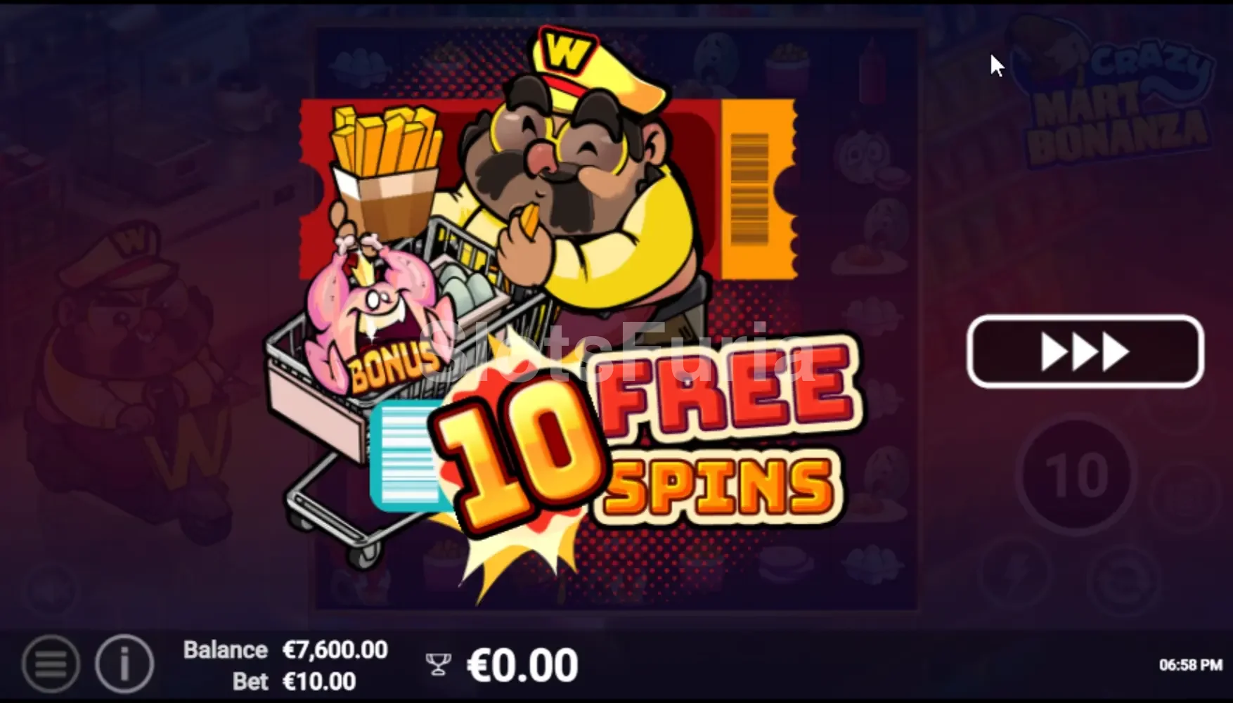 Ronda de giros gratis activa en Crazy Mart Bonanza