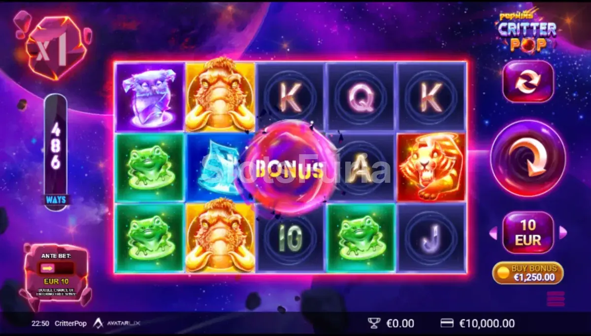 Pantalla principal del juego base de CritterPop con sus criaturas explosivas