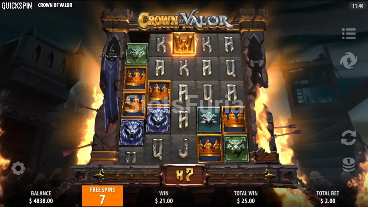 Ronda de tiradas gratis de Crown of Valor con multiplicador activo