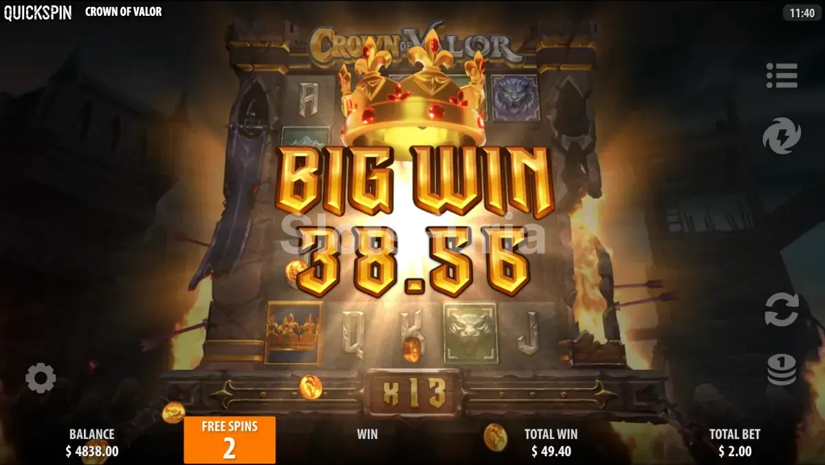 Gran victoria explosiva en Crown of Valor de Quickspin