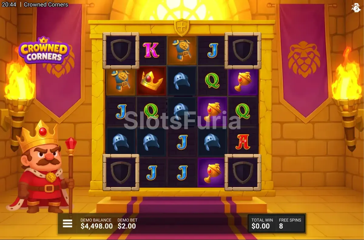 Ronda de giros gratis activada en Crowned Corners