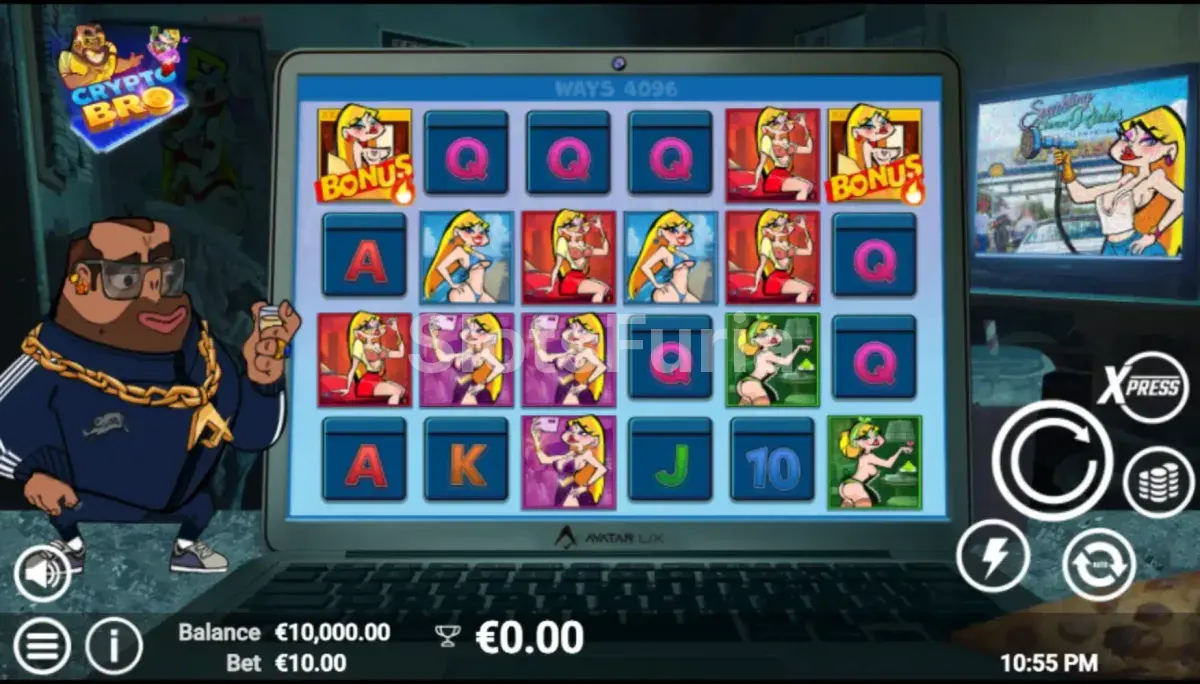 Pantalla principal del juego Crypto Bro con sus 6 rouleaux