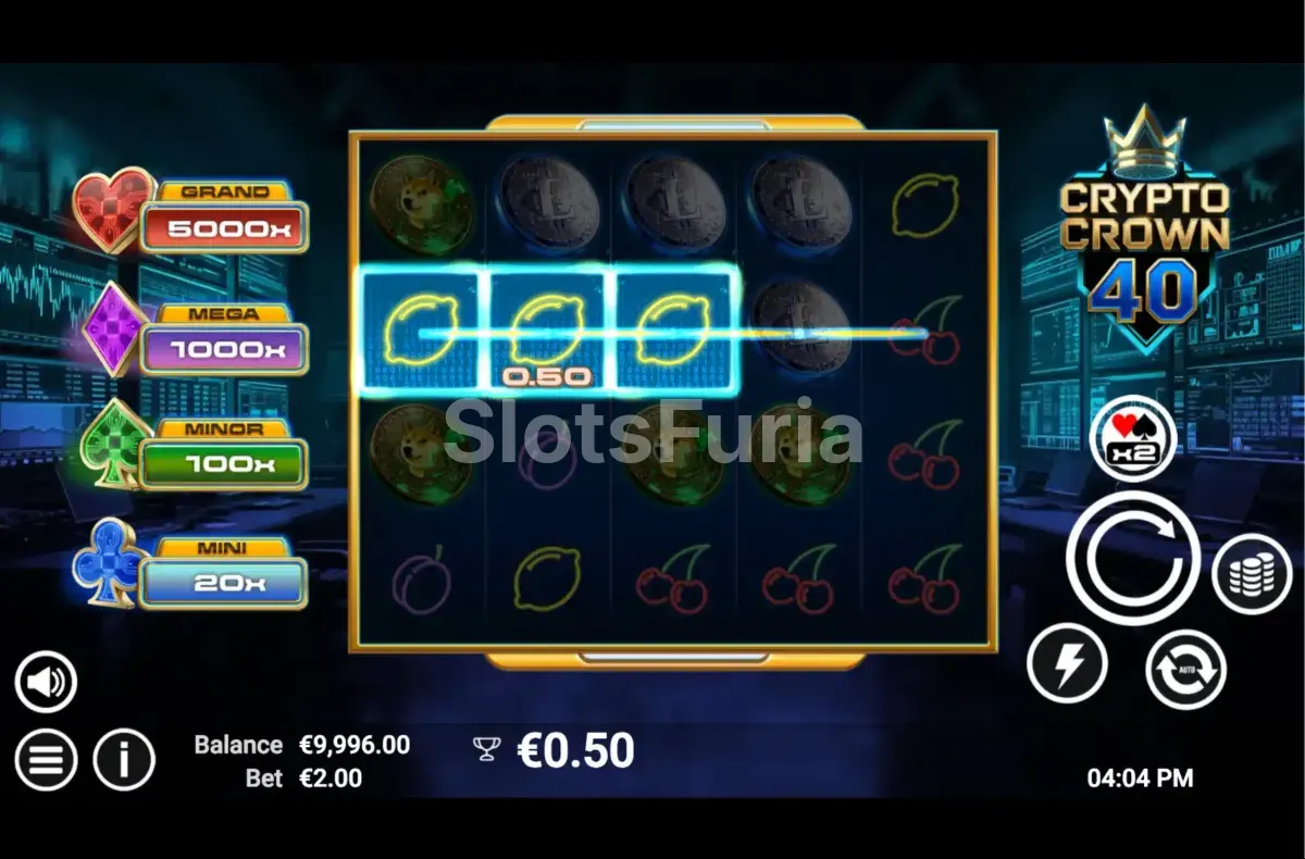 Segunda vista del juego base de Crypto Crown 40 en acción
