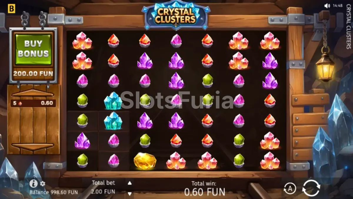 Juego base de Crystal Clusters con cuadrícula 7x7 y cristales de colores