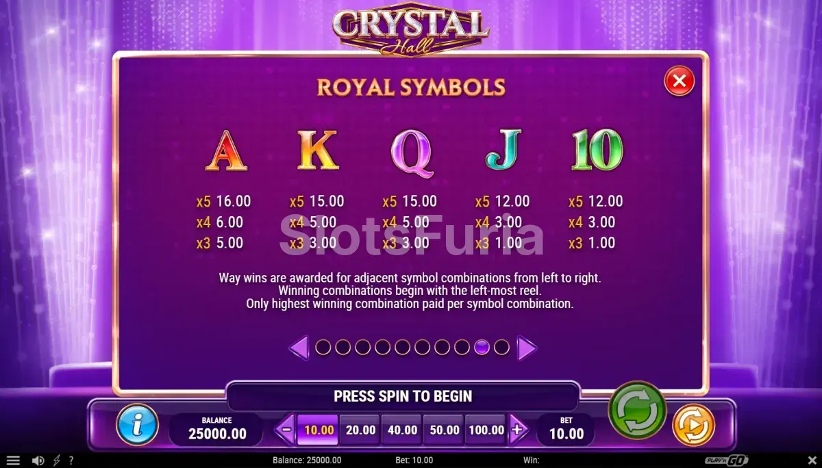 Tercera tabla de pagos de Crystal Hall con features especiales