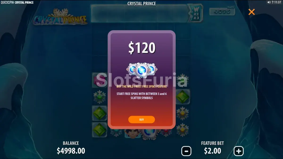 Función de compra de bonus disponible en Crystal Prince de Quickspin