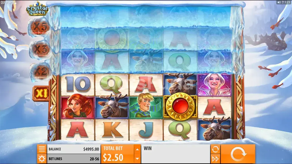 Segunda vista del juego base de Crystal Queen mostrando los carretes en acción