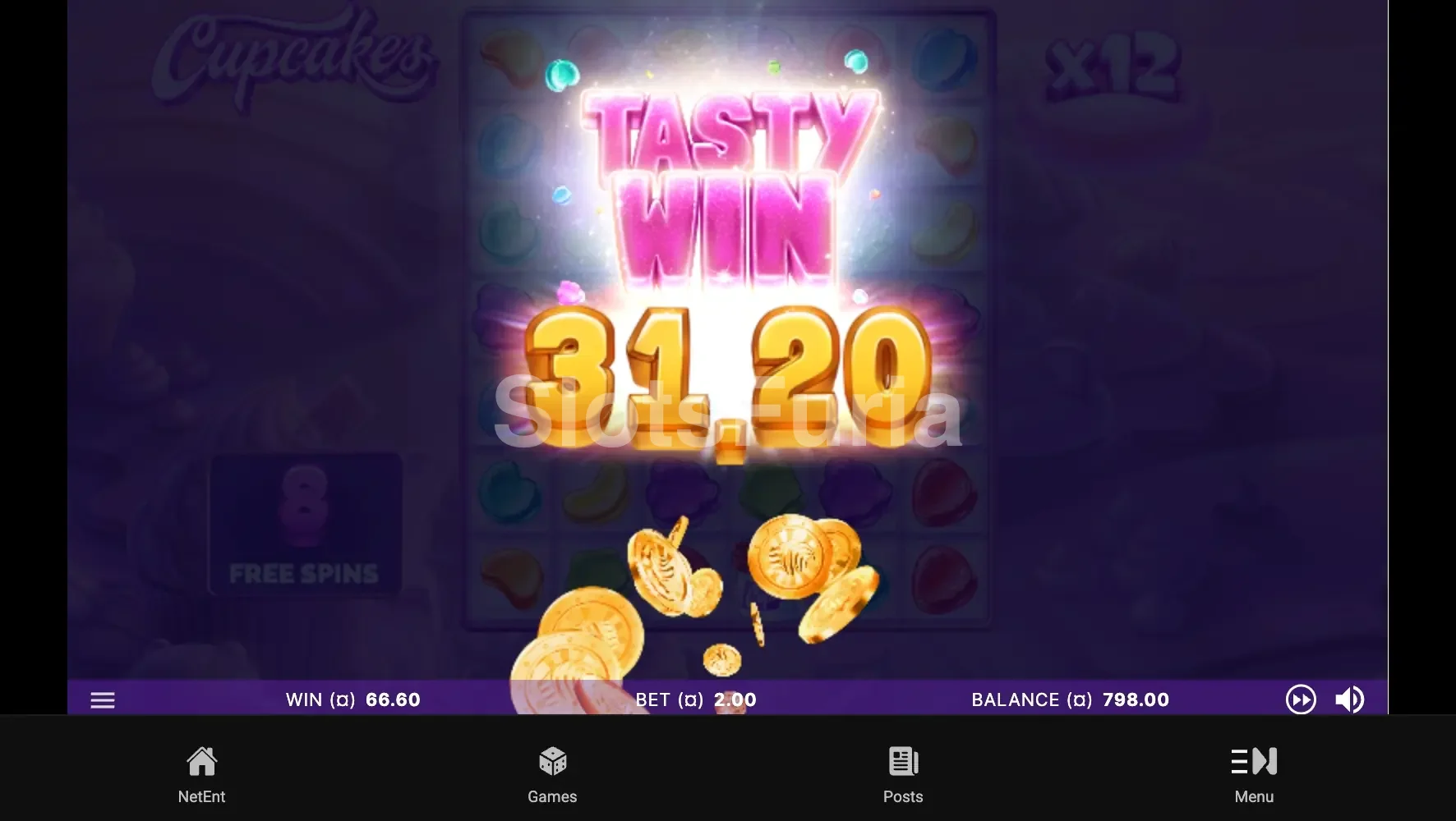 Pantalla de gran premio en Cupcakes