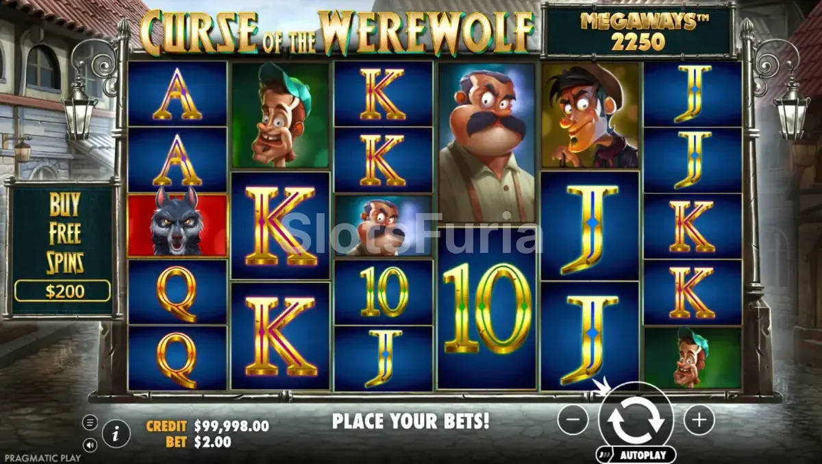 Pantalla principal del juego Curse of the Werewolf Megaways