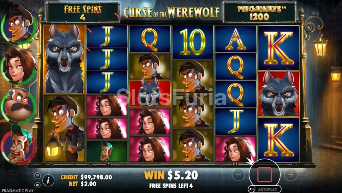 Ronda de giros gratis en Curse of the Werewolf Megaways