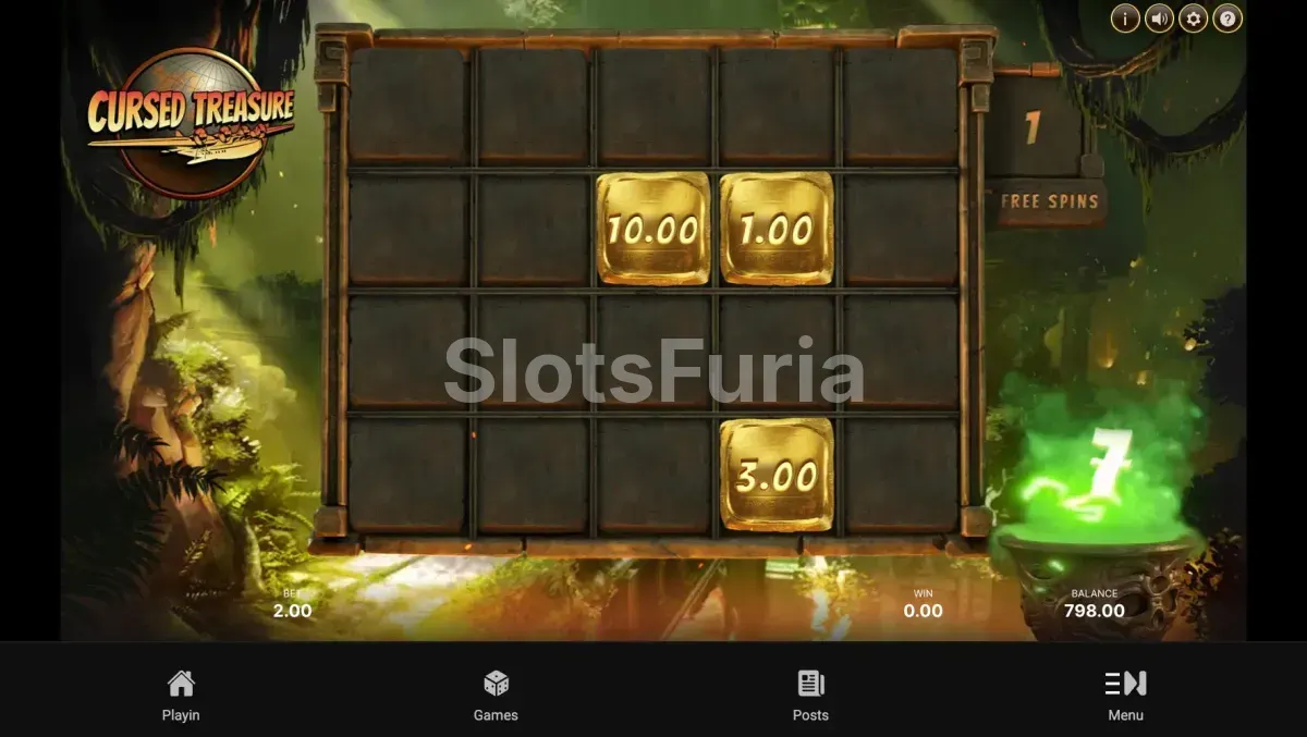 Ronda de giros gratis en plena acción en Cursed Treasure