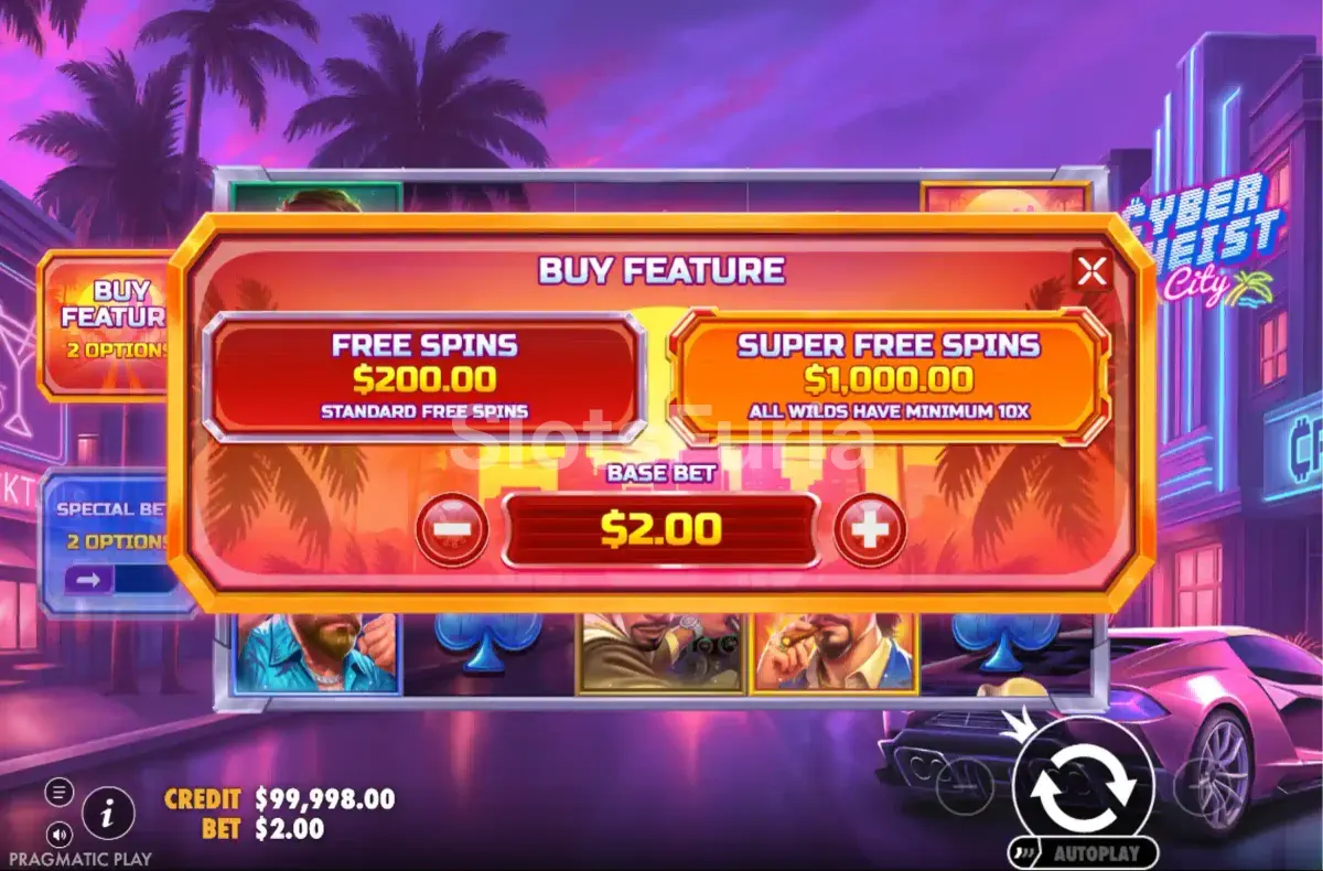Pantalla de compra de bonus en Cyberheist City de Pragmatic Play