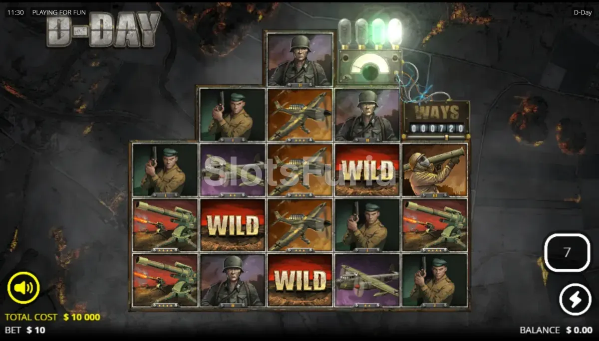Ronda de giros gratis de D-Day con wilds en los rodillos