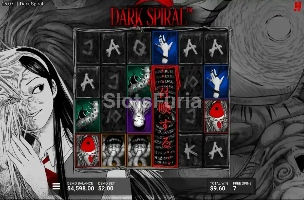 Ronda de giros gratis de Dark Spiral con multiplicadores activos