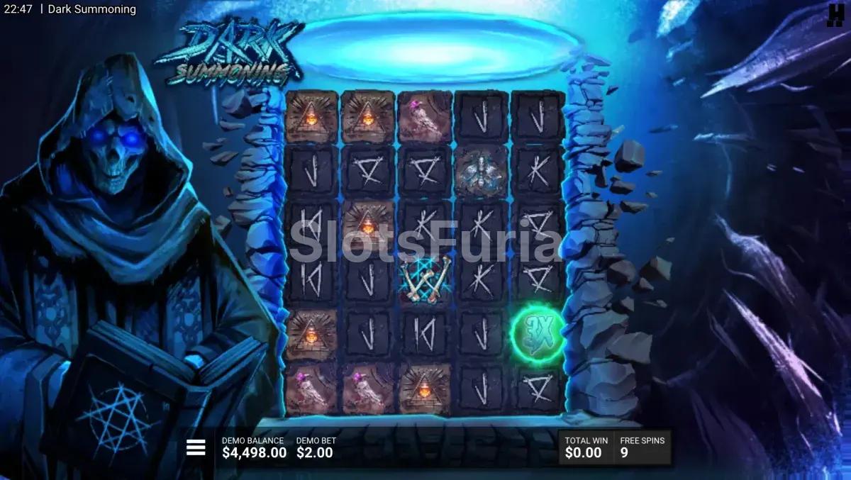 Ronda de giros gratis activada en Dark Summoning con el bonus Trial by Hellfire