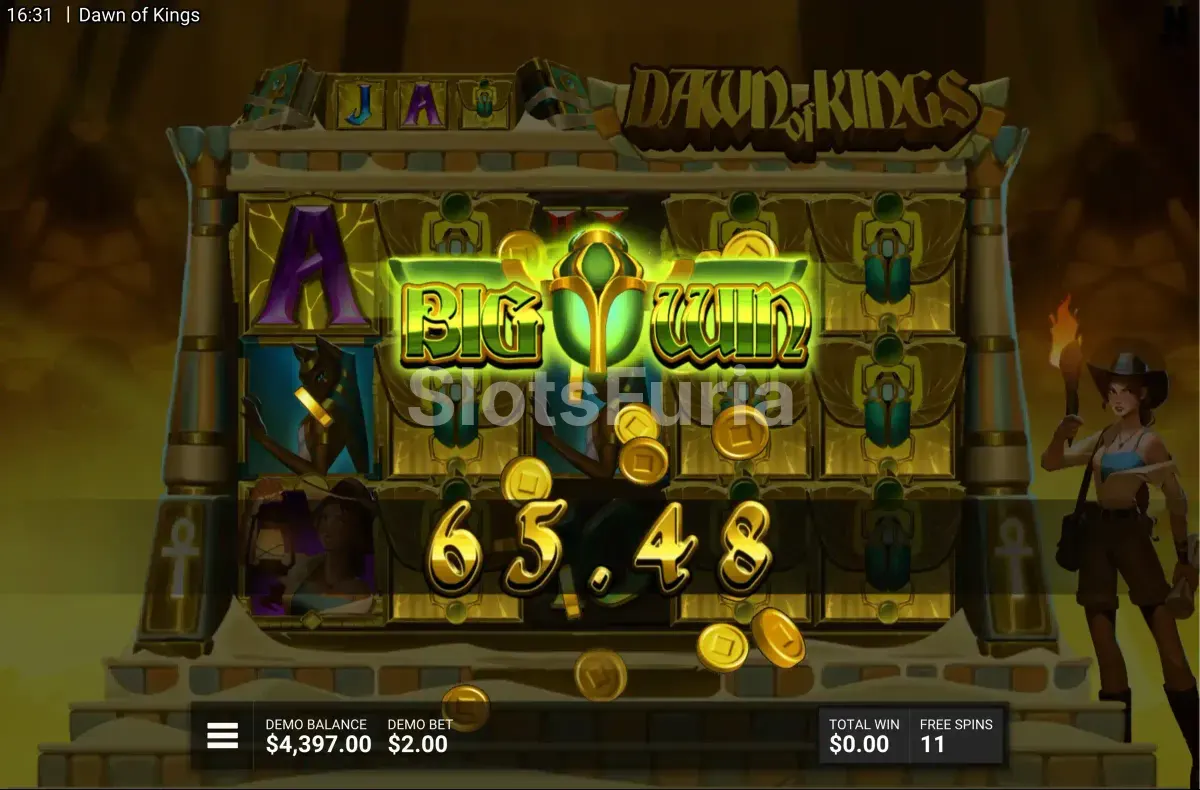 Gran victoria en Dawn of Kings mostrando el potencial máximo de ganancias