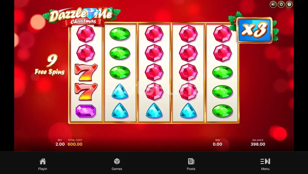 Tiradas gratuitas activadas en Dazzle Me Christmas con multiplicador