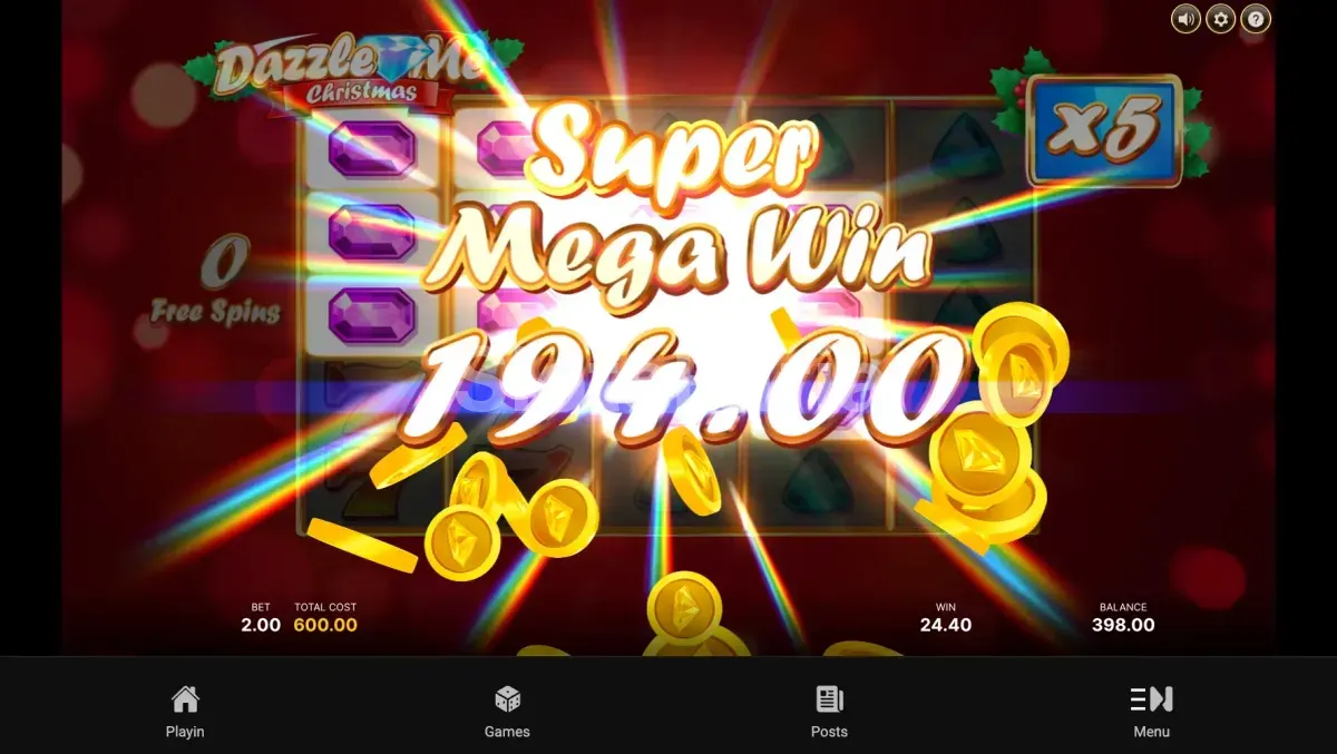 Gran victoria conseguida en Dazzle Me Christmas durante el bonus
