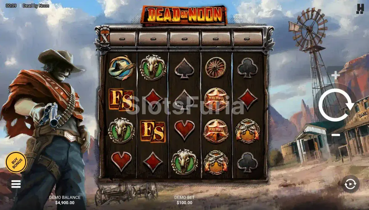 Pantalla principal del juego base de Dead By Noon con sus cinco carretes