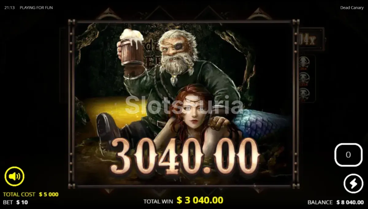 Pantalla de gran victoria en Dead Canary con multiplicadores al máximo