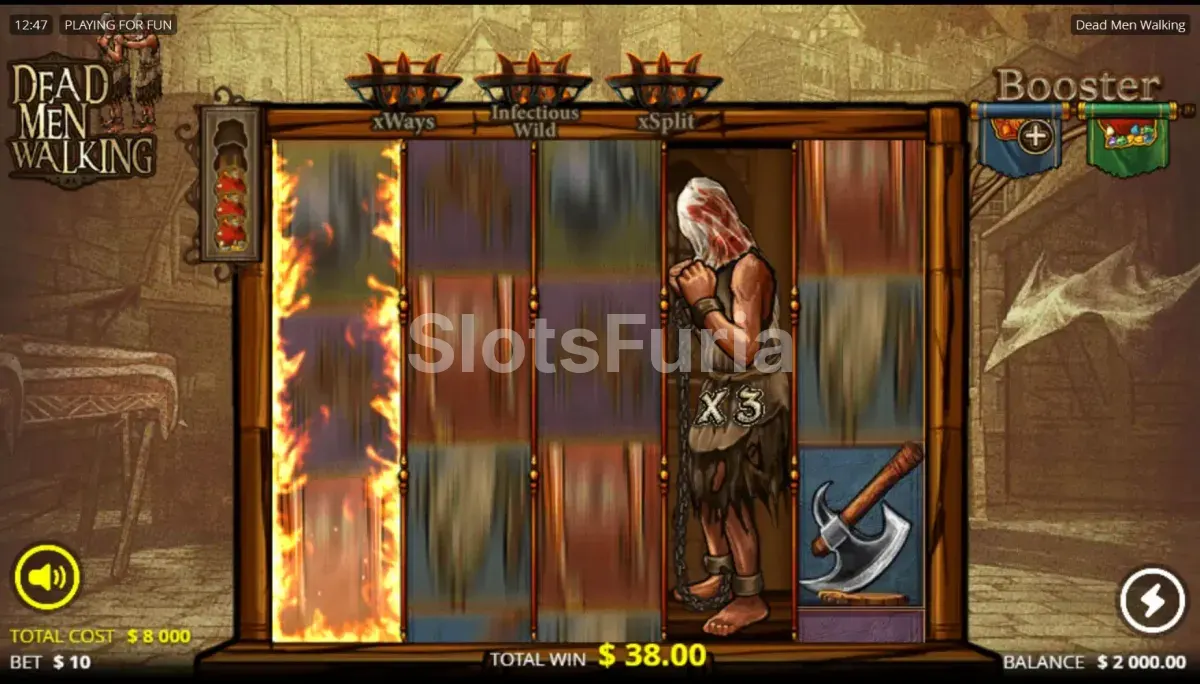 Ronda de giros gratuitos activa en Dead Men Walking con multiplicadores visibles