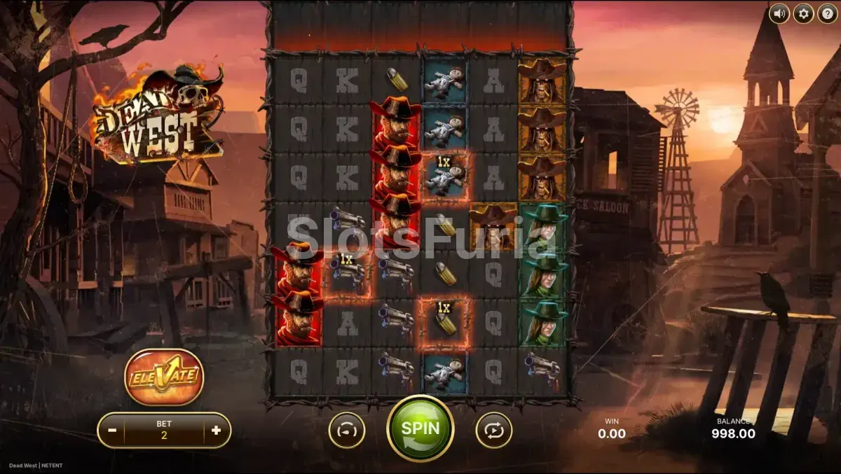 Juego base de Dead West con cuadrícula 6x7 y carriles de características