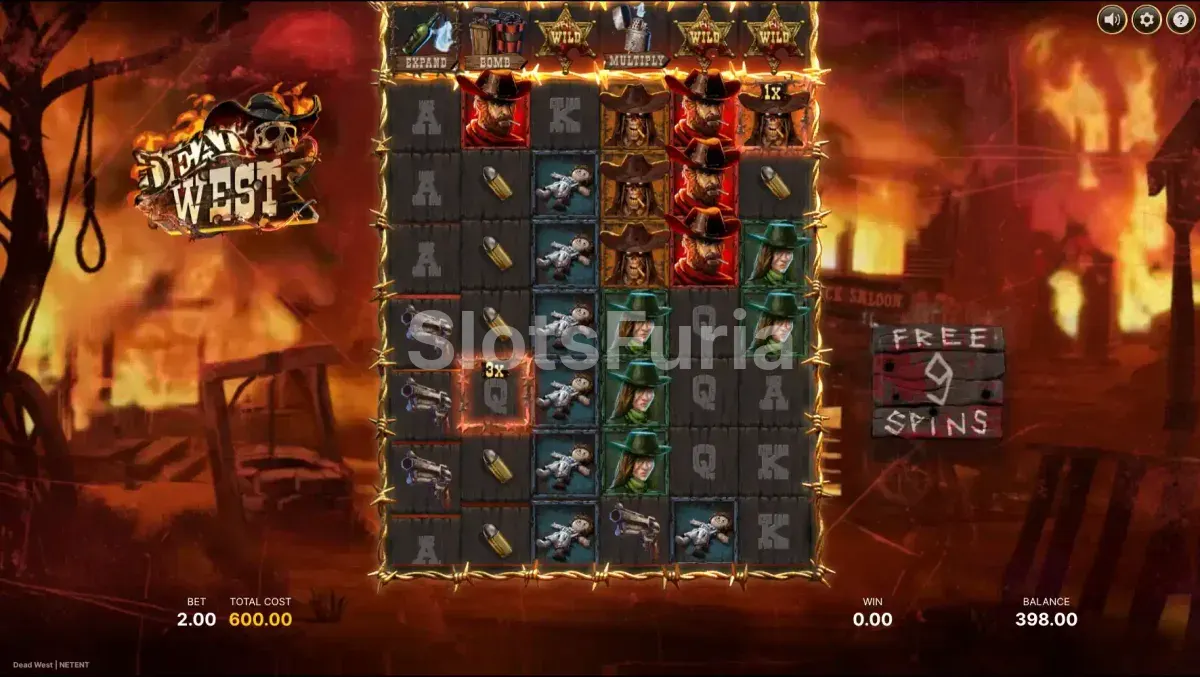 Ronda de giros gratis en Dead West con Hot Zones activas